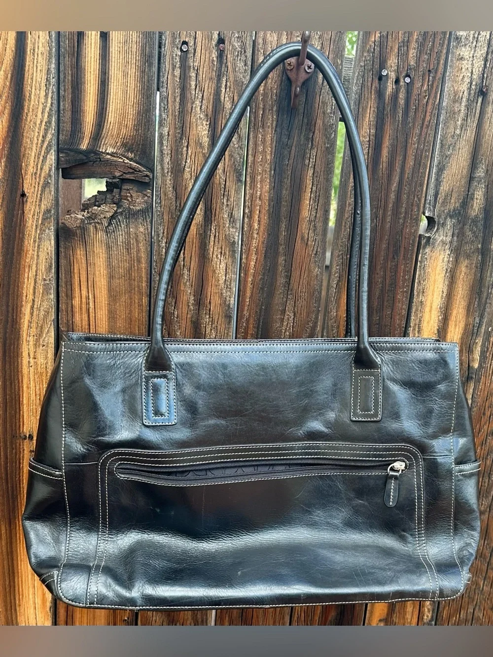 Beautiful Fossil Black Leather laptop bag/briefcase.
